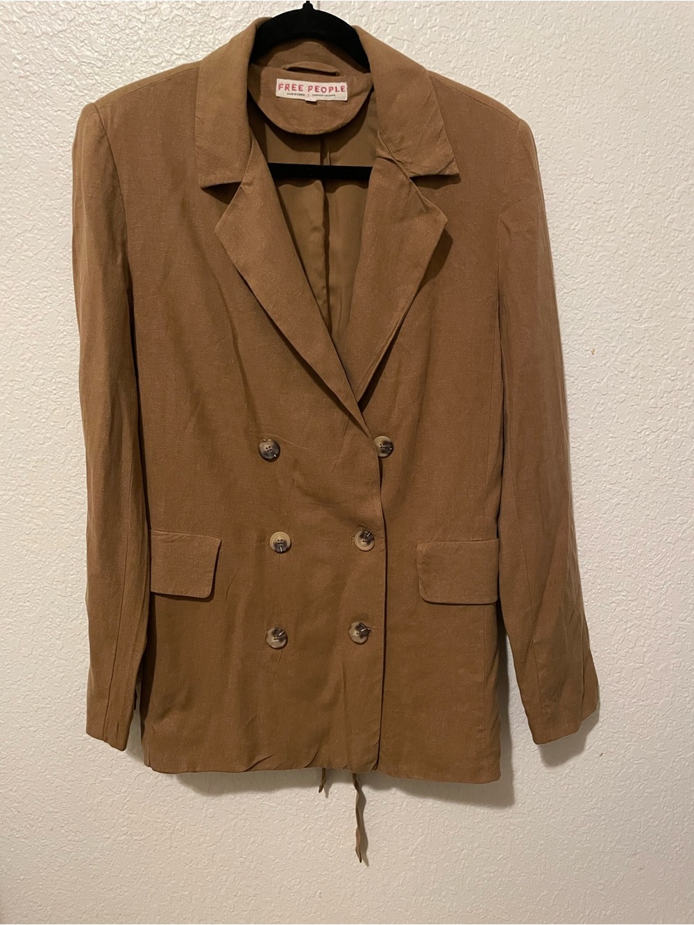 Free People Olivia Linen-Blend Blazer in Sand - Picture 2 of 4